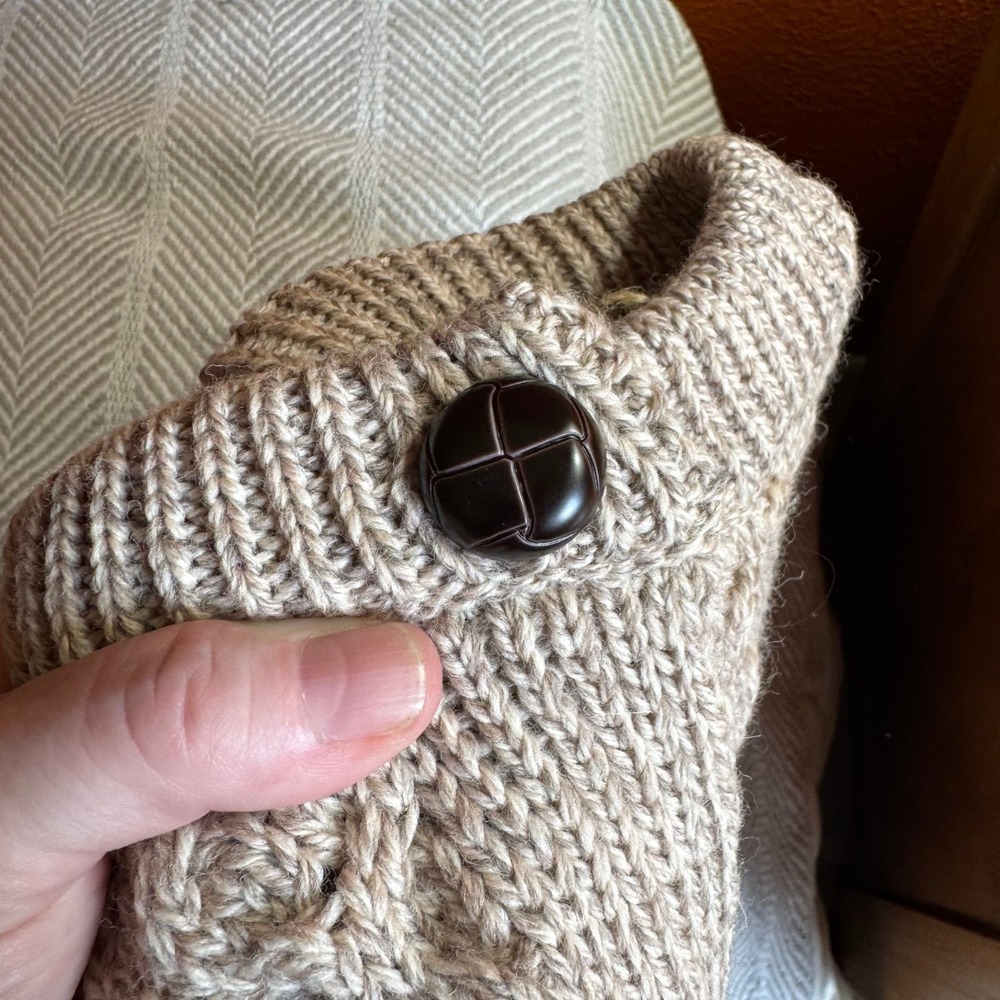 Aran Sweater Market Merino Wool Cable Knit Beige Cardigan Mens Medium Ireland - Picture 3 of 9